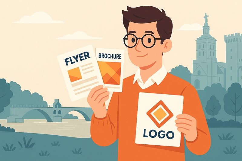 Brochures et affiches conçues pour la communication de commerces